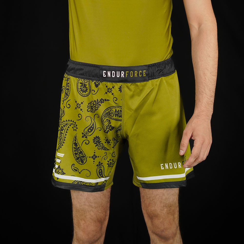 PAISLEY OD GREEN GRAPPLING SHORTS - Image 6