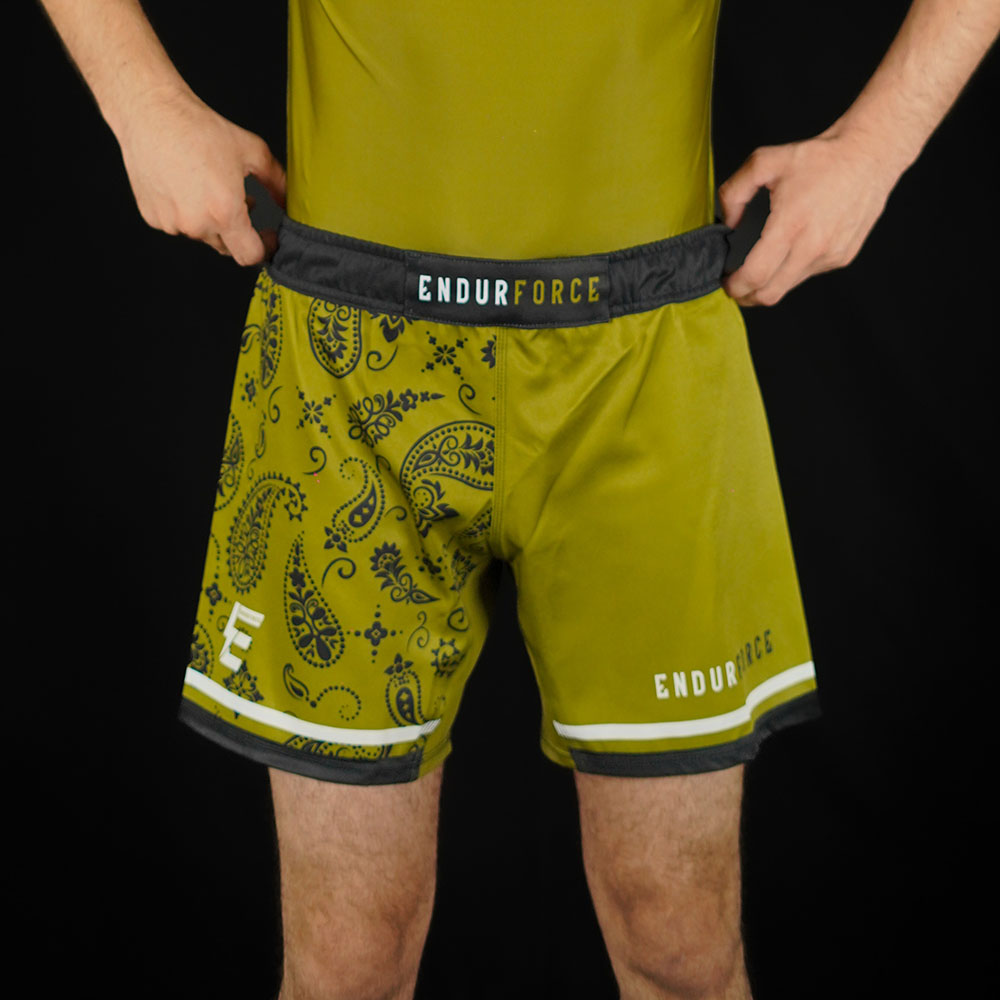 PAISLEY OD GREEN GRAPPLING SHORTS - Image 2