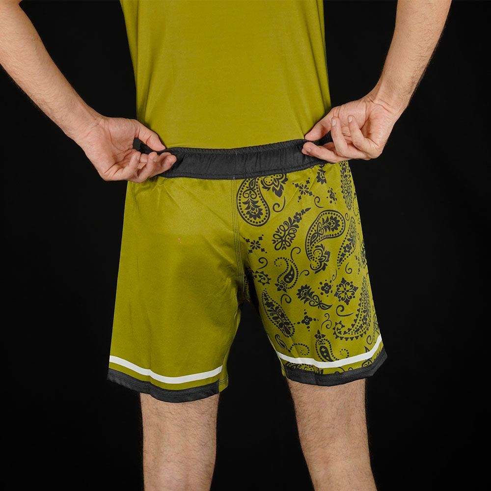 PAISLEY OD GREEN GRAPPLING SHORTS - Image 4